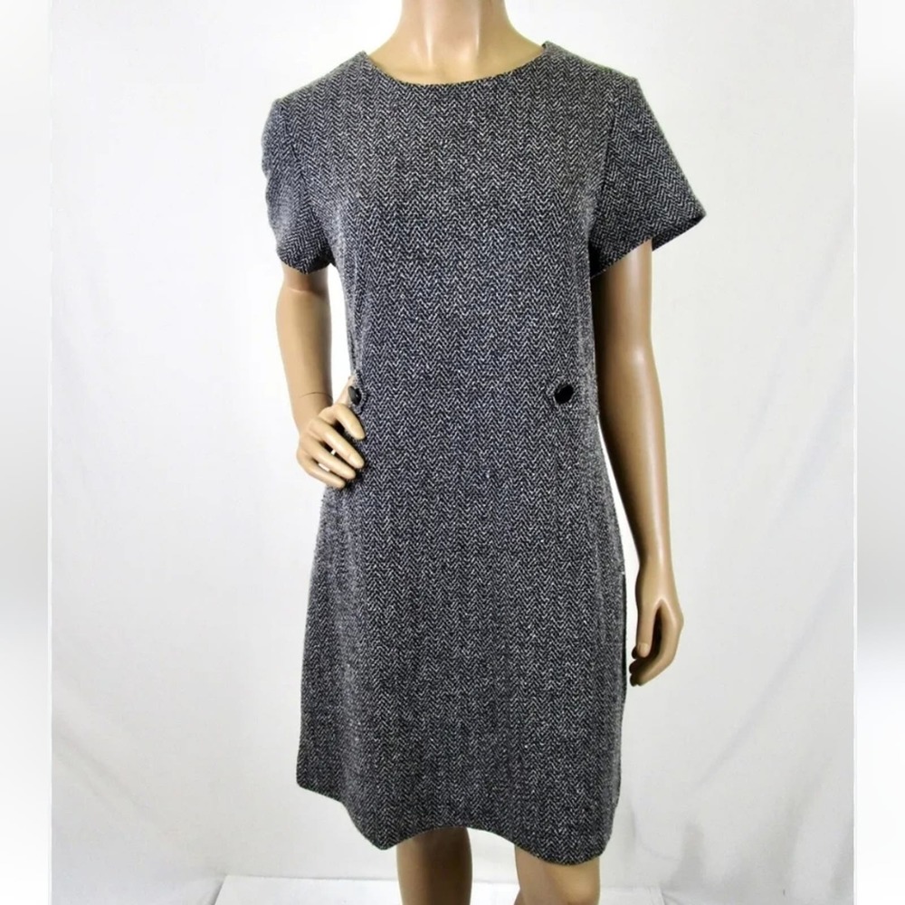TAHARI Tweed‎ Black and White Academia Sheath Dress Size Medium